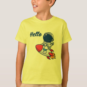 T-shirt pour enfants "Bonjour" avec un astronaute 
