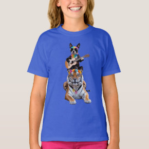 T-shirt pour enfants Boston Terrier et Tigre