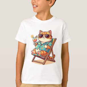 T-shirt pour enfants Chat Été Cool - Chat de dessi
