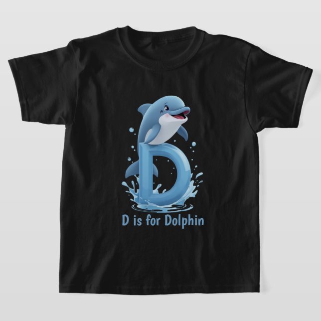T-shirt pour enfants dauphin mignon | D est pour D (Poser)