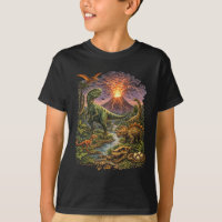 T-shirt pour enfants Éruption de volcan de dinosau