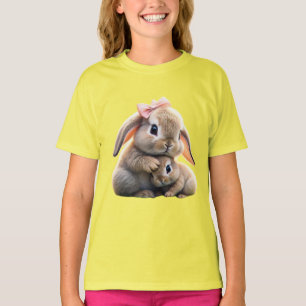 T-shirt pour enfants et lapin affectueux