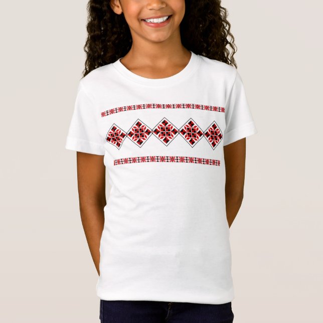T-shirt pour enfants géometirc Broderie ethnique (Devant)