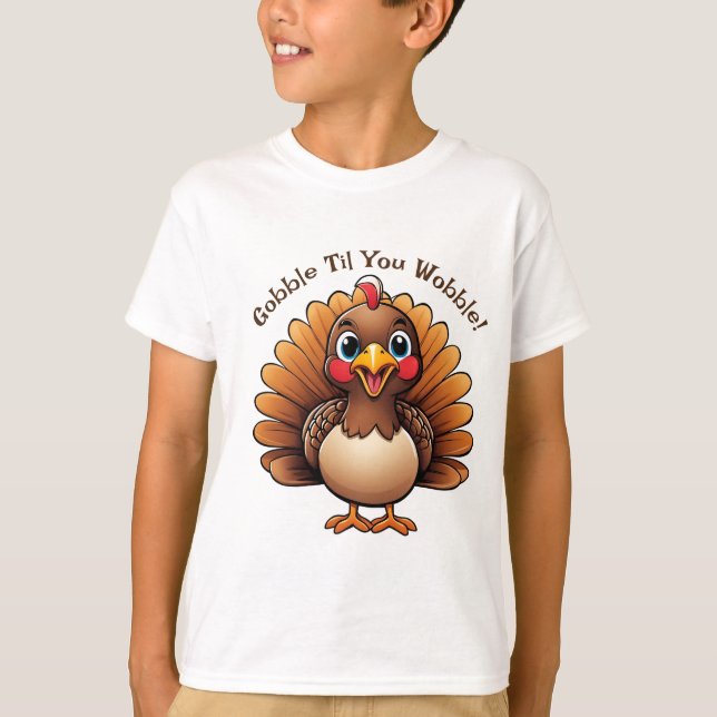 T-shirt pour enfants "Gobble Til You Wobble" avec  (Devant)