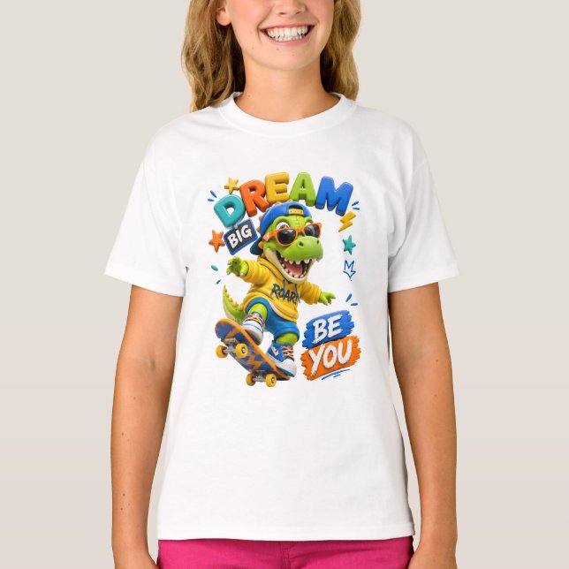 T-Shirt pour enfants T-Rex Dinosaur Dream Big (Devant)