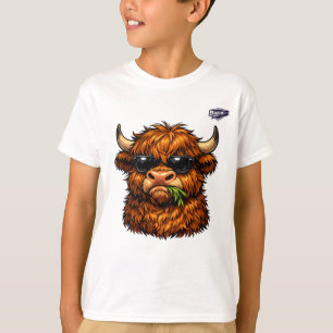 T-shirt pour enfants vache highland cool avec lune