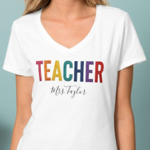 T-shirt pour enseignant avec nom Retour à l'école