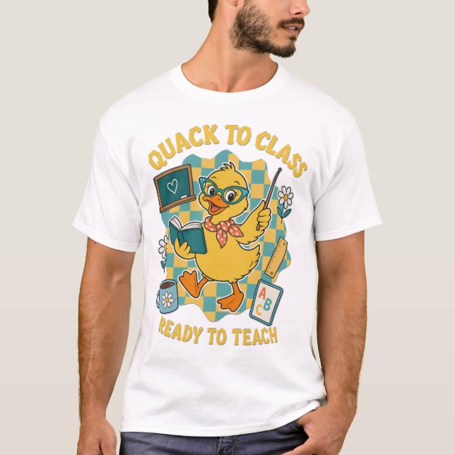 T-shirt pour enseignant Canard à l'école Prêt à en (Devant)