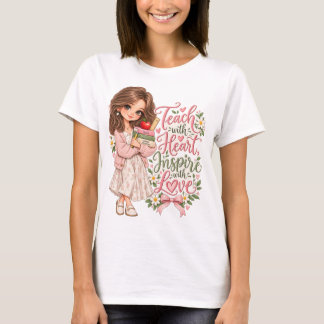 T-shirt pour enseignant(e) : Enseigner avec cœur,