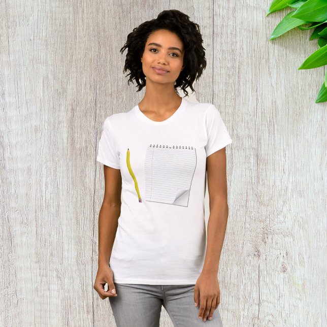 T-Shirt Pour Femme Avec Bloc-Notes Et Crayon (Créateur téléchargé)