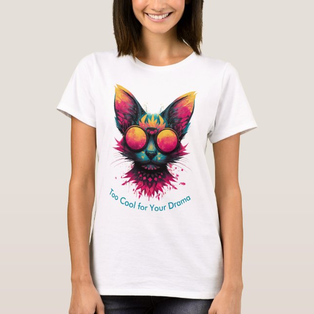 T-shirt pour femme Chat Cool avec Lunettes (Devant)