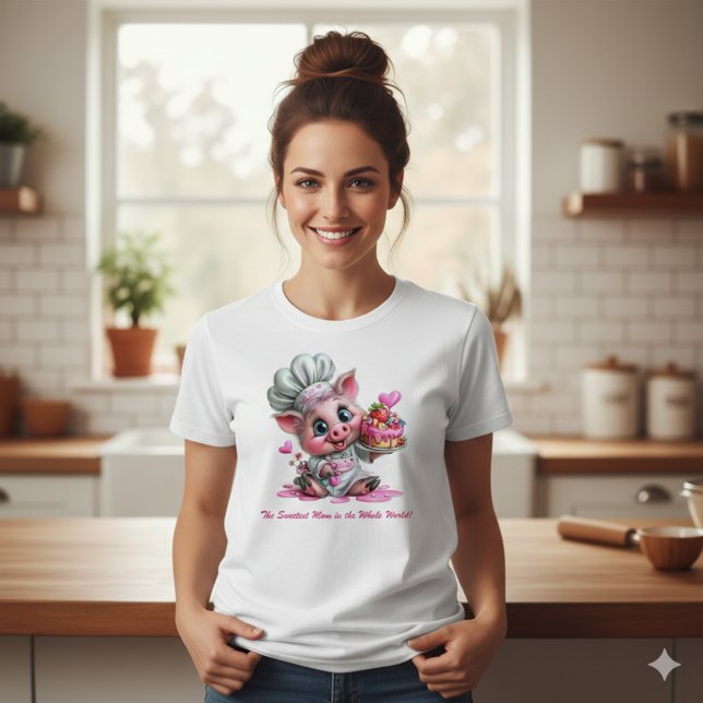 T-shirt pour femme Chef Cochon Maman la plus douce (Créateur téléchargé)