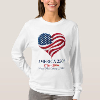 T-shirt pour femmes America 250 Drapeau Cœur 1776-