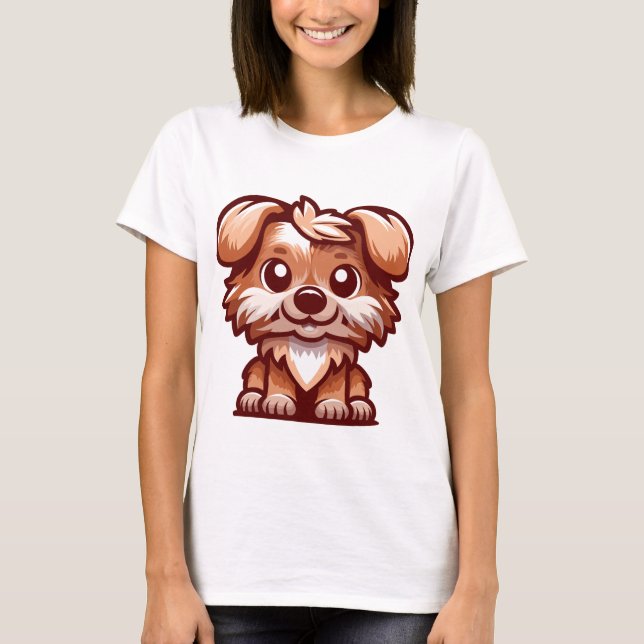T-shirt pour femmes avec dessin de chiot mignon (Devant)