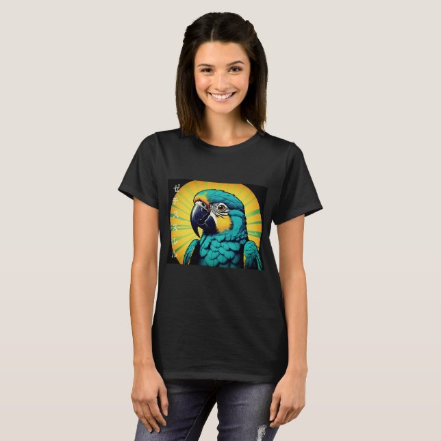 T-Shirt pour Femmes avec Dessin de Perroquet (Devant entier)