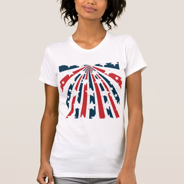 T-Shirt pour femmes avec drapeau américain stylisé (Devant)