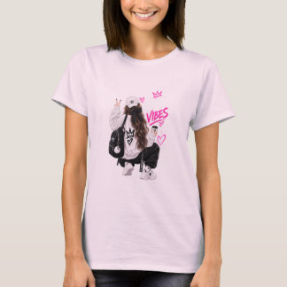 T-shirt pour femmes avec graphique de fille mignon