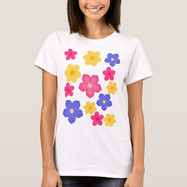 T-shirt pour femmes avec impression florale (Devant)