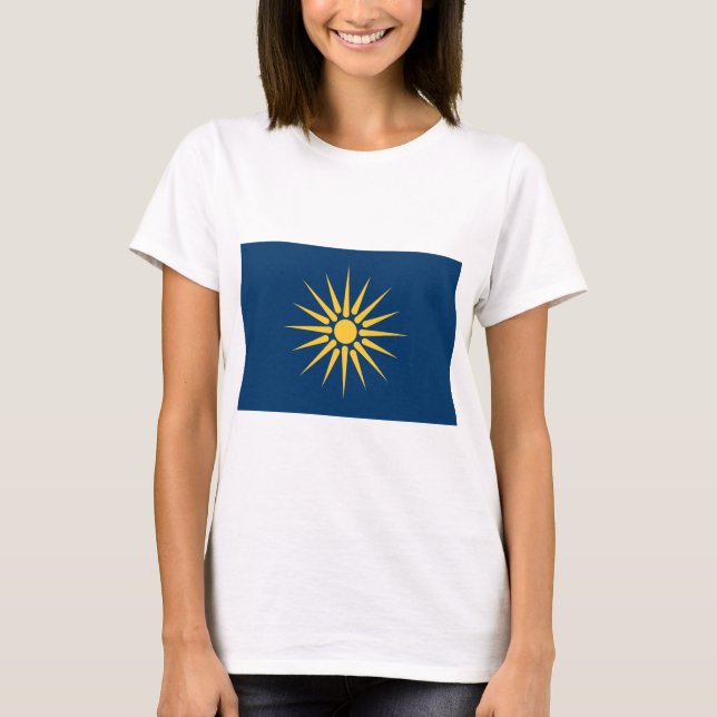T-shirt pour femmes avec le drapeau de Macédoine,  (Devant)