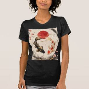 T-Shirt pour femmes avec motif de carpe koï d'art 