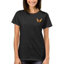 T-Shirt pour femmes brodé d'ailes dorées et de cœu