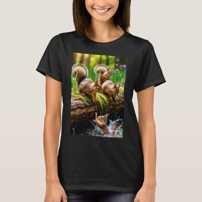 T-shirt pour femmes Écureuils joueurs dans la forê (Devant)