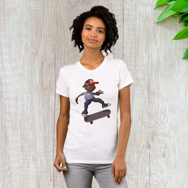 T-shirt pour femmes Jeune garçon faisant du skateb (Créateur téléchargé)
