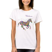 T-shirt pour femmes Licorne Magie Croire Pixel