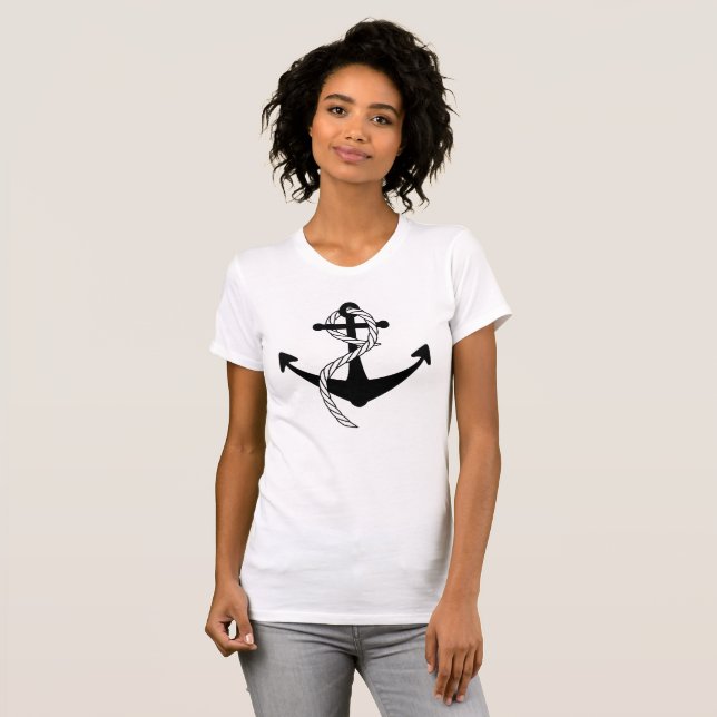 T-shirt pour femmes noir et blanc Ancre (Devant entier)