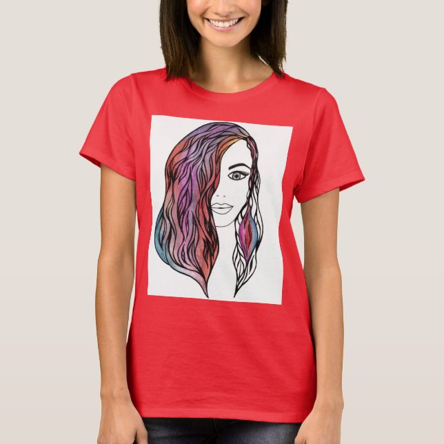 T-shirt pour femmes - Portrait de fille esthétique (Devant)
