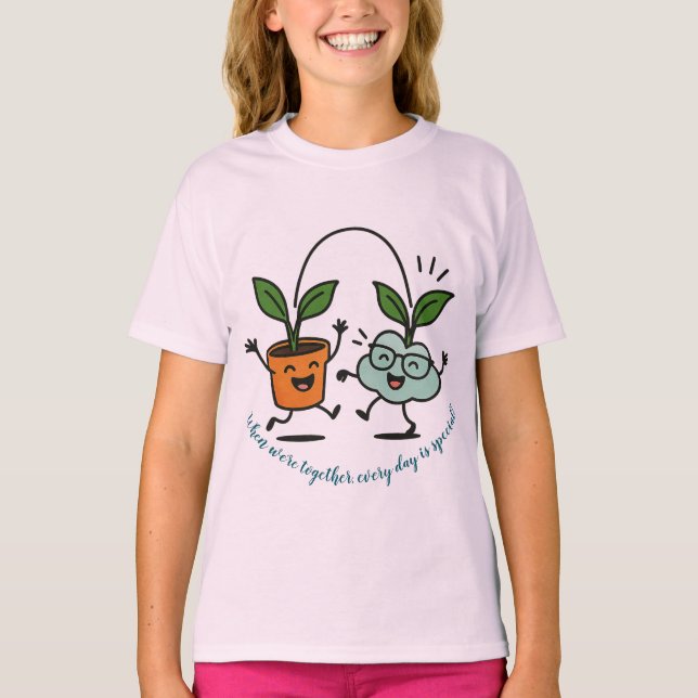 T-shirt pour filles avec des amis végétaux mignons (Devant)