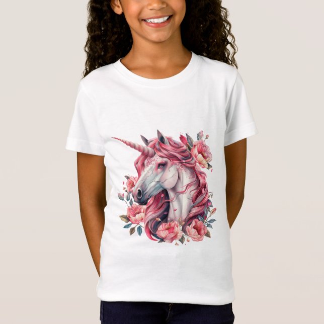 T-shirt pour filles avec licorne (Devant)