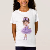 T-shirt pour filles avec poupée mignonne en robe v