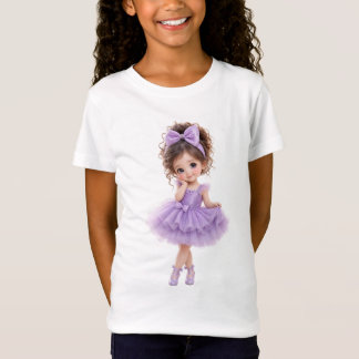 T-shirt pour filles avec poupée mignonne en robe v
