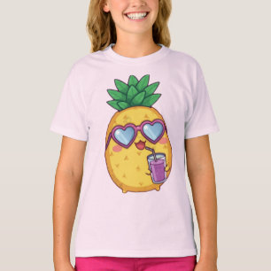 T-shirt pour filles avec un ananas mignon et des l