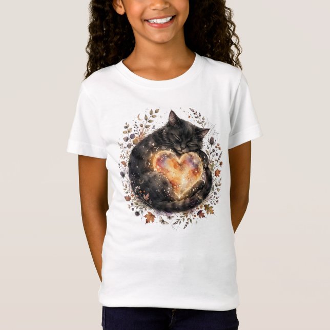 T-shirt pour filles Chat Noir (Devant)