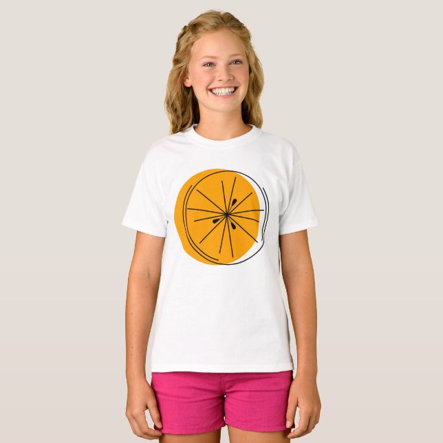 T-shirt pour filles Citrus Orange (Devant entier)