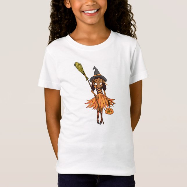 T-shirt pour filles noires d'Halloween (Devant)