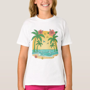 T-shirt pour filles Palm Paradise Tropical Beach