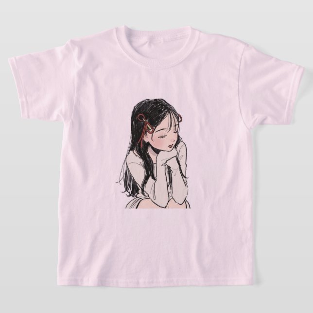T-Shirt pour filles roses douces - Décontracté et  (Poser)