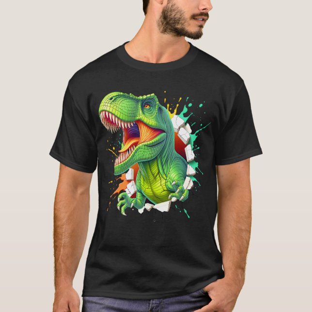 T-shirt pour garçons avec dinosaure T-Rex 3D (Devant)
