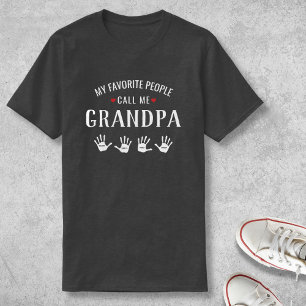 T-shirt Pour grand-père avec 4 petits noms Personnalisé