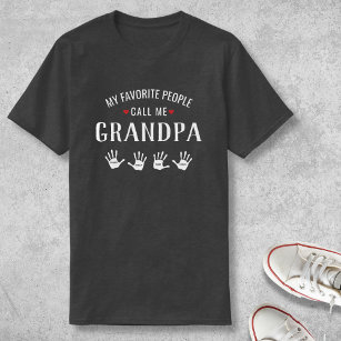 T-shirt Pour grand-père avec 4 petits noms Personnalisé