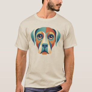 T-shirt pour homme au visage de chien géométrique 