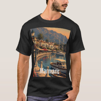 T-shirt pour homme Marmaris Coastal Harbor Retro A