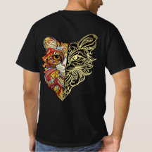 T-shirt pour hommes avec art de lion demi-visage