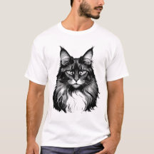 T-Shirt pour hommes avec chat Maine Coon