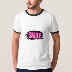 T-Shirt pour hommes avec texte néon «Smile»