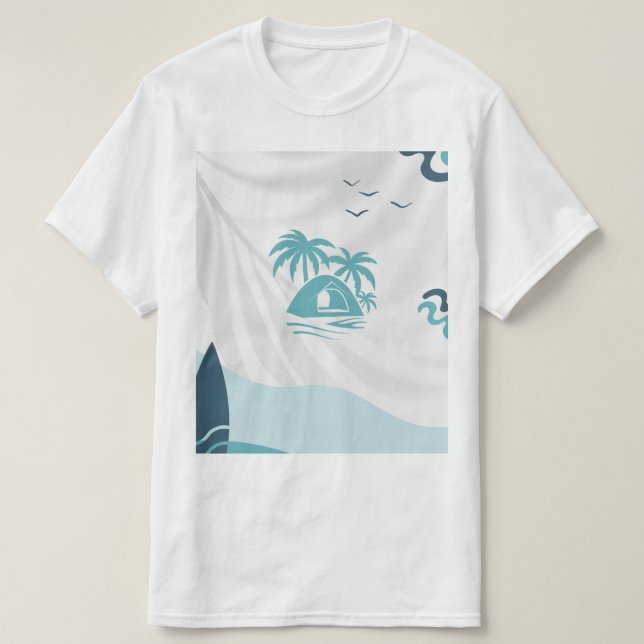 T-shirt pour hommes de couleur mer bech  (Design devant)