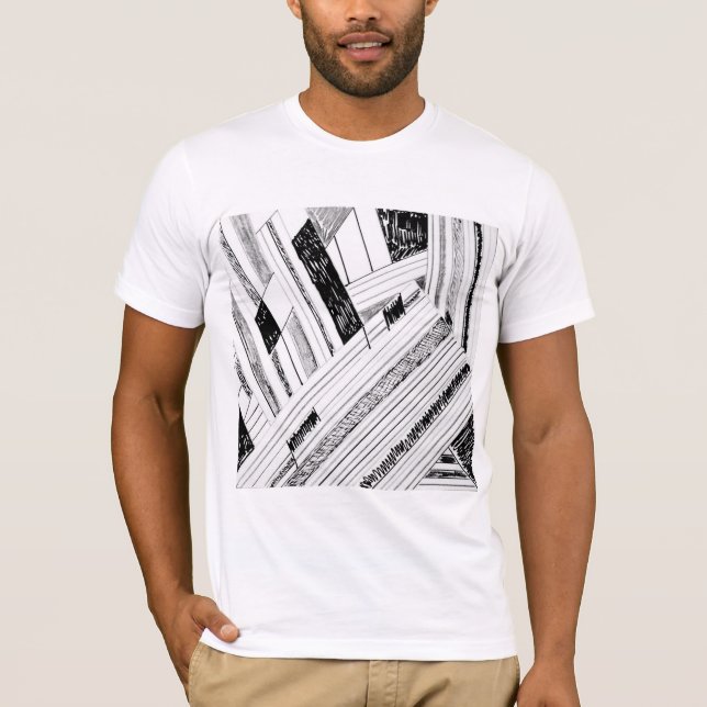 T-shirt pour hommes de croquis noir et blanc (Devant)